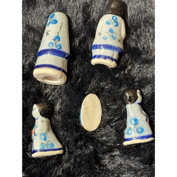 Tonala Miniture Mexico Nativity Set  5 Piece Hand Painted Blues - Picture 6 of 8